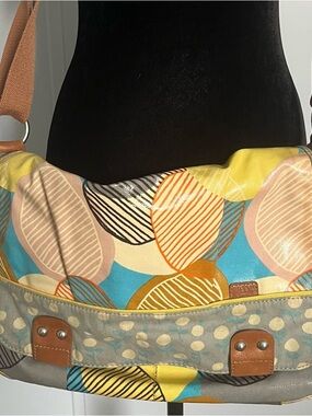 Fossil Coated Floral KeyPer Large Crossbody Diaper Bag Messenger Shoulder Bag